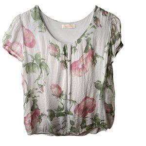 Anthropologie Alice Rinaldi Floral Silk Top Medium